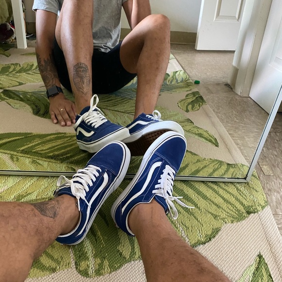 royal blue and white vans